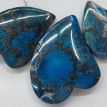 blue gemstone aqua terra jasper imperial jasper heart shape pendant 3 pcs set