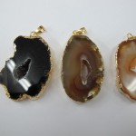 Brown agate slice pendant