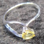 lemon quartz 9 mm trillion cut silver ring