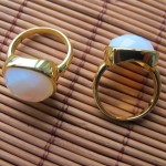 Opalie square cushion brass ring