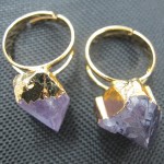 Amethyst raw stone gold wrapped ring