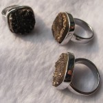 coffee color cushion druzy quartz ring