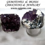 Amethyst druzy quartz silver ring