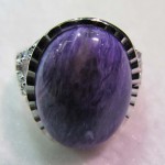 Natural Russian Charoite 15*20 mm oval cabochon silver ring