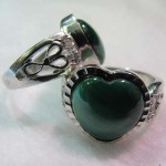 Malachite 16*16 mm puffy heart cabochon sterling silver ring