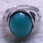 Peru Amazonite 10*14mm oval cabochon silver ring