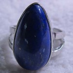 long tear drop pear shape cabochon lapis lazuli sterling silver ring