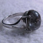 Phantom quartz oval cabochon sterling silver ring