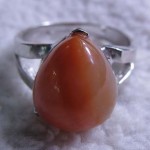 13*18 mm red carnelian agate pear cabochon sterling silver ring